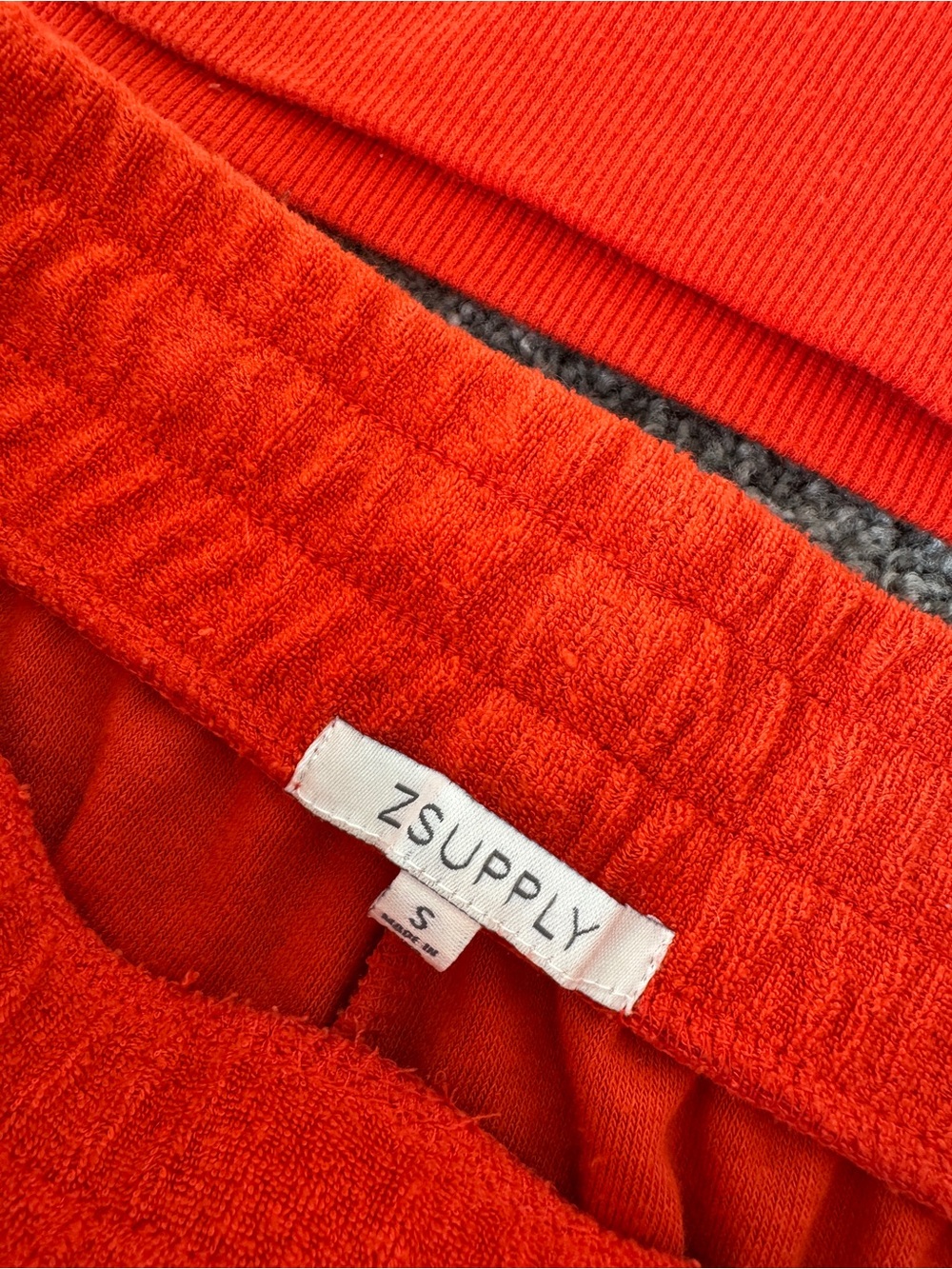 Z Supply Orange Velour Collared Top & Drawstring Shorts Set - Picture 4 of 6